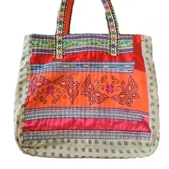 Tricia Fix/ Free People Multicolor Colorful Beaded Large Tote Bag - Picture 2 of 14